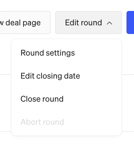 Edit round menu with closing date and close round options